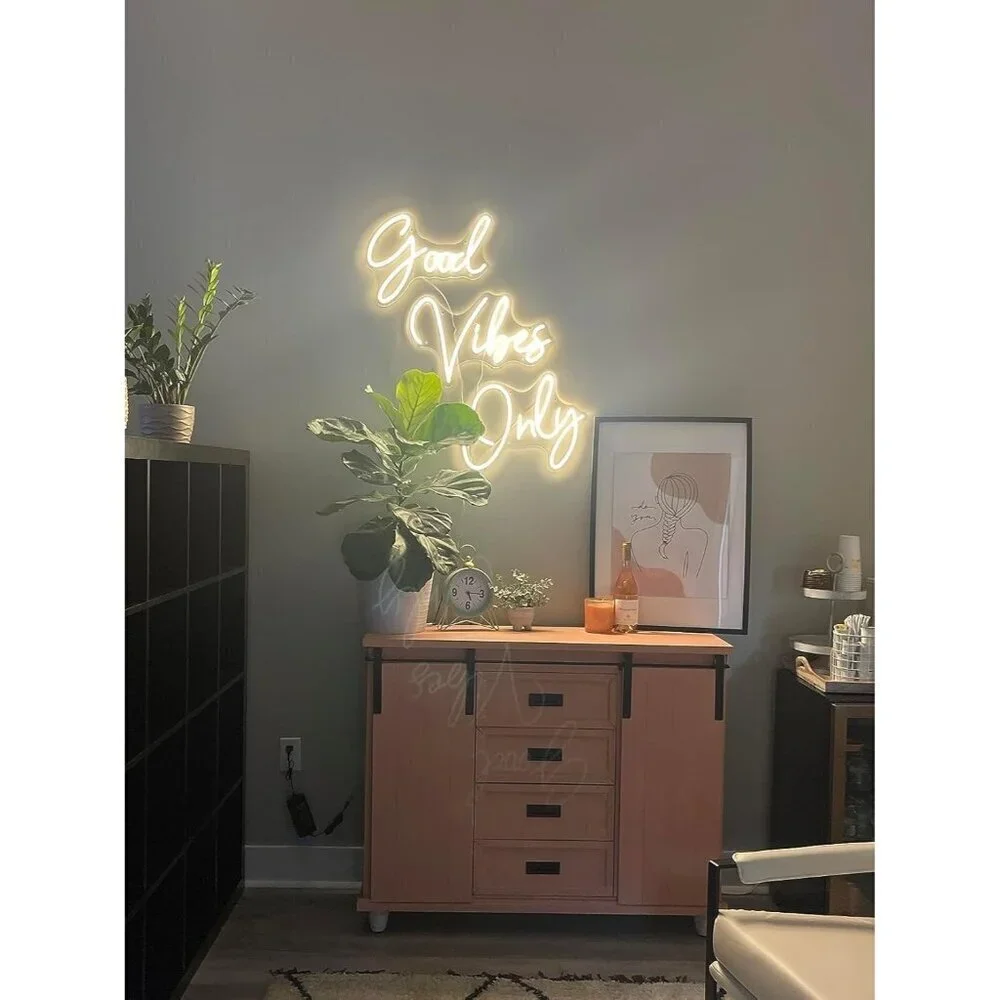🆕Neon Sign White Large Good Vibes for Wall Decor, Room, Party, Bar 56×13 inch
